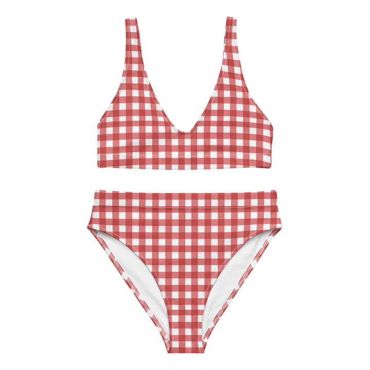 Red Gingham High Waisted Bikini