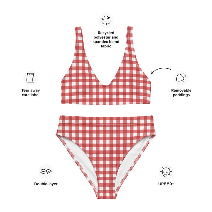 Red Gingham High Waisted Bikini