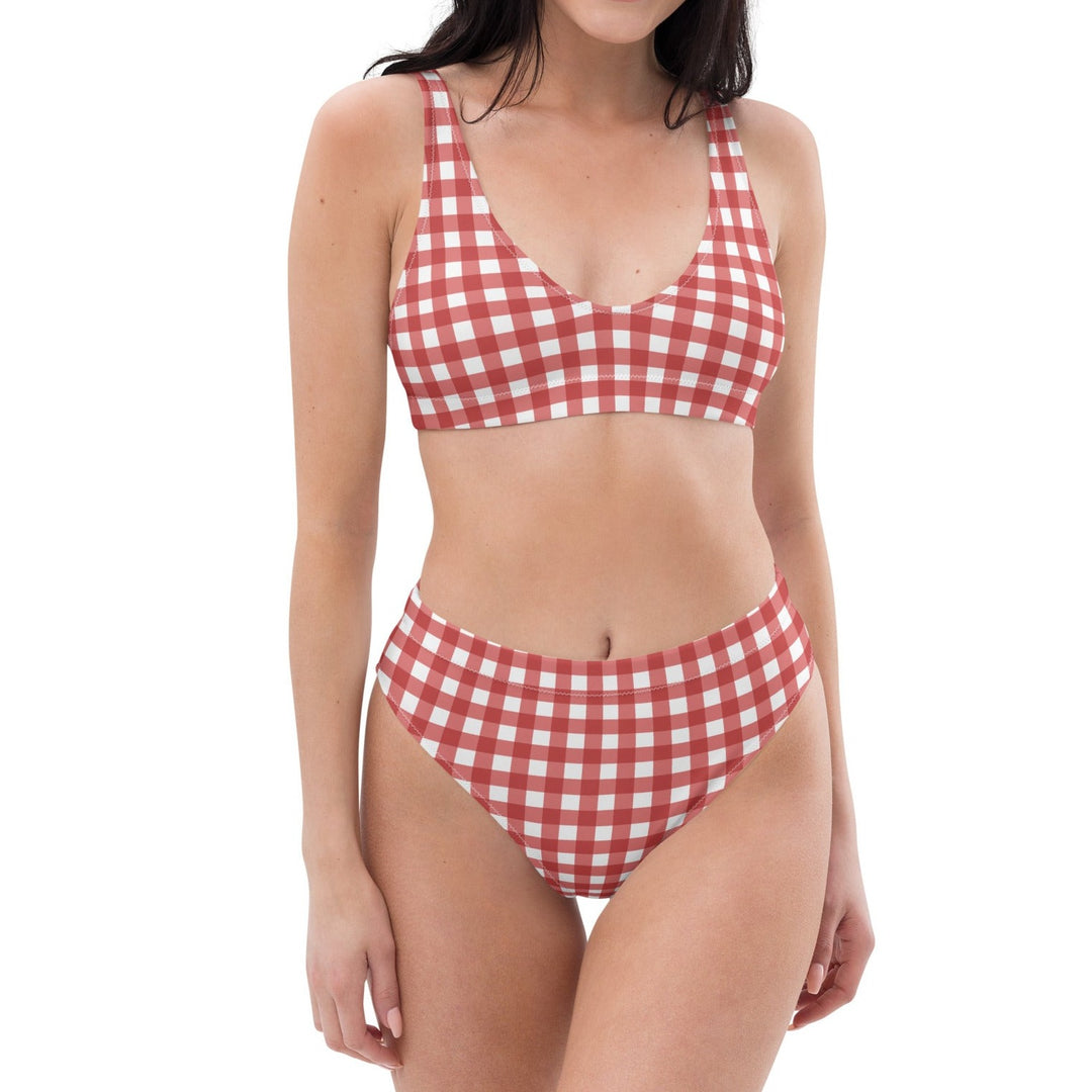 Red Gingham High Waisted Bikini