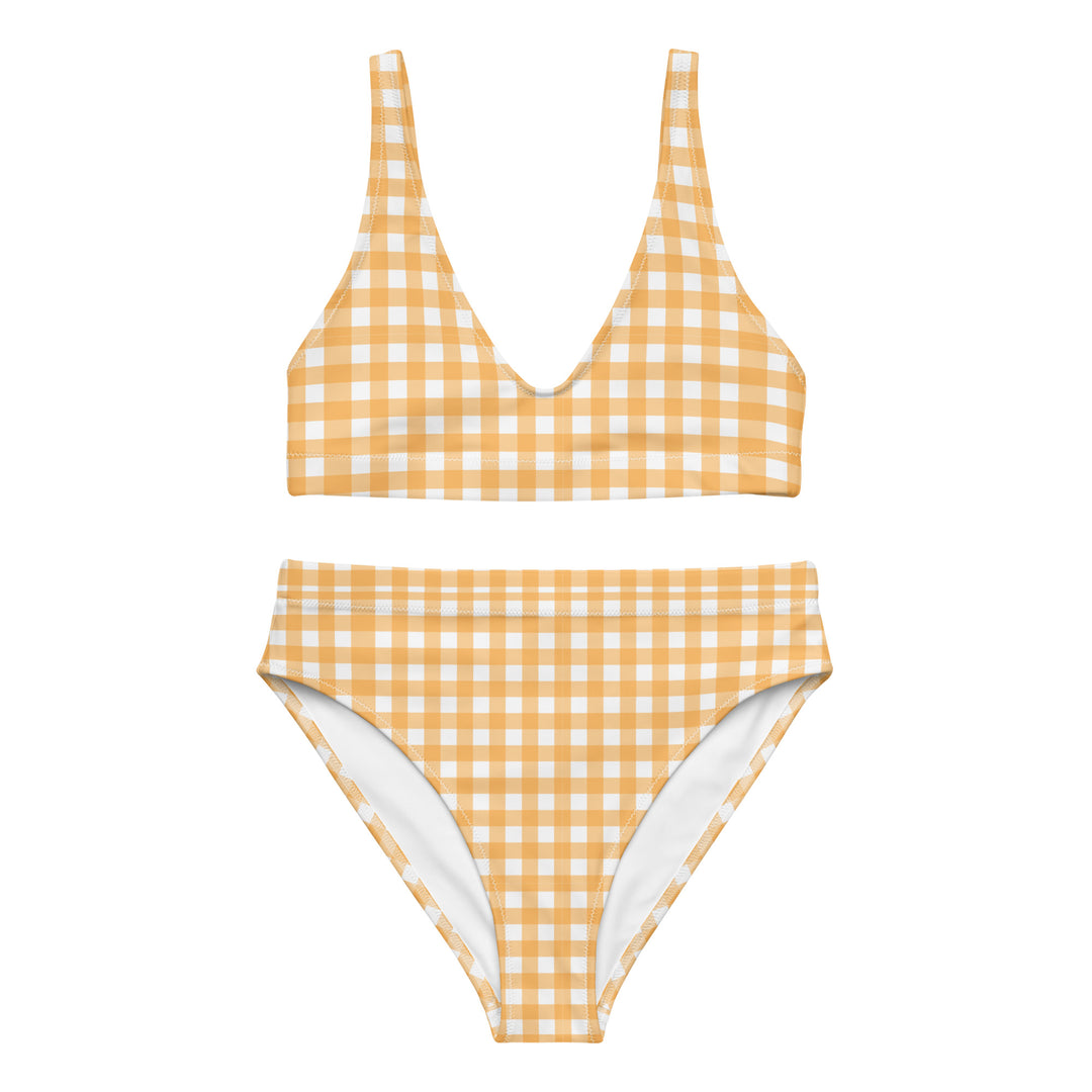 Yellow Gingham High Waisted Bikini