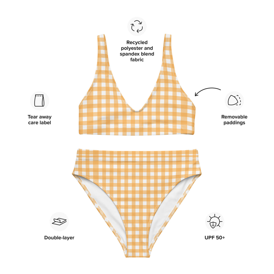 Yellow Gingham High Waisted Bikini