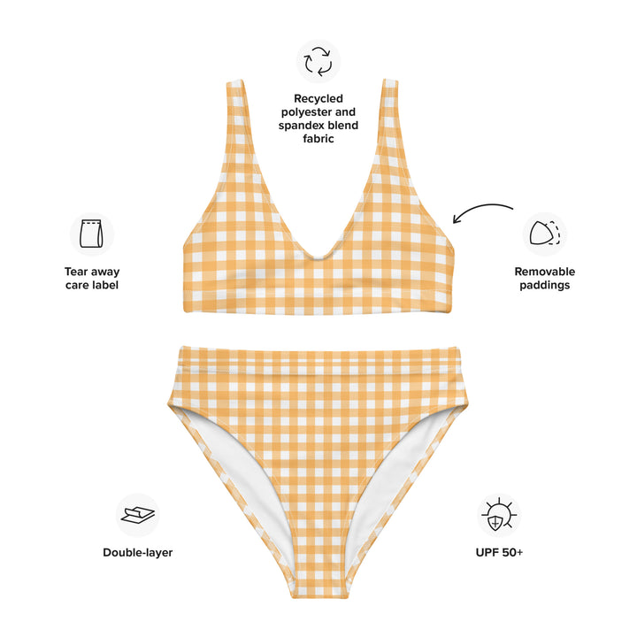 Yellow Gingham High Waisted Bikini