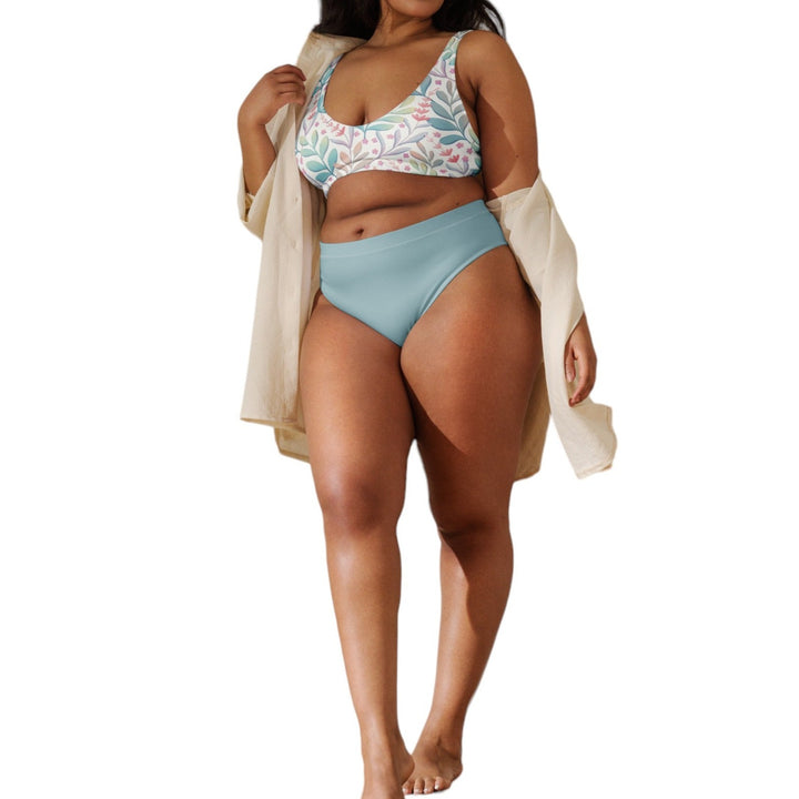 Leaves & Flowers Top High Waisted Bikini Set