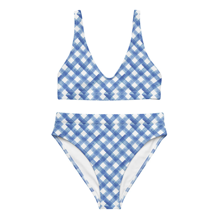 Blue Gingham High Waisted Bikini