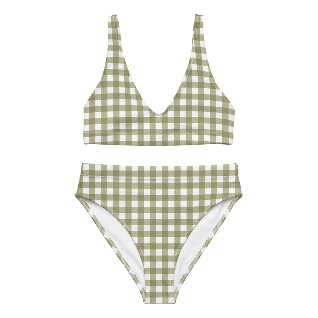 Green Gingham High Waisted Bikini