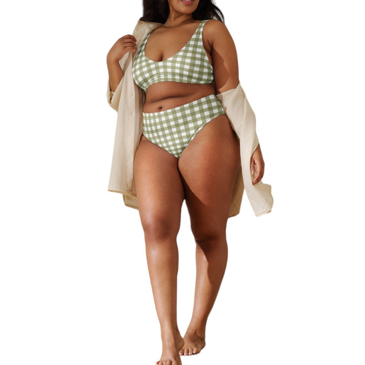 Green Gingham High Waisted Bikini