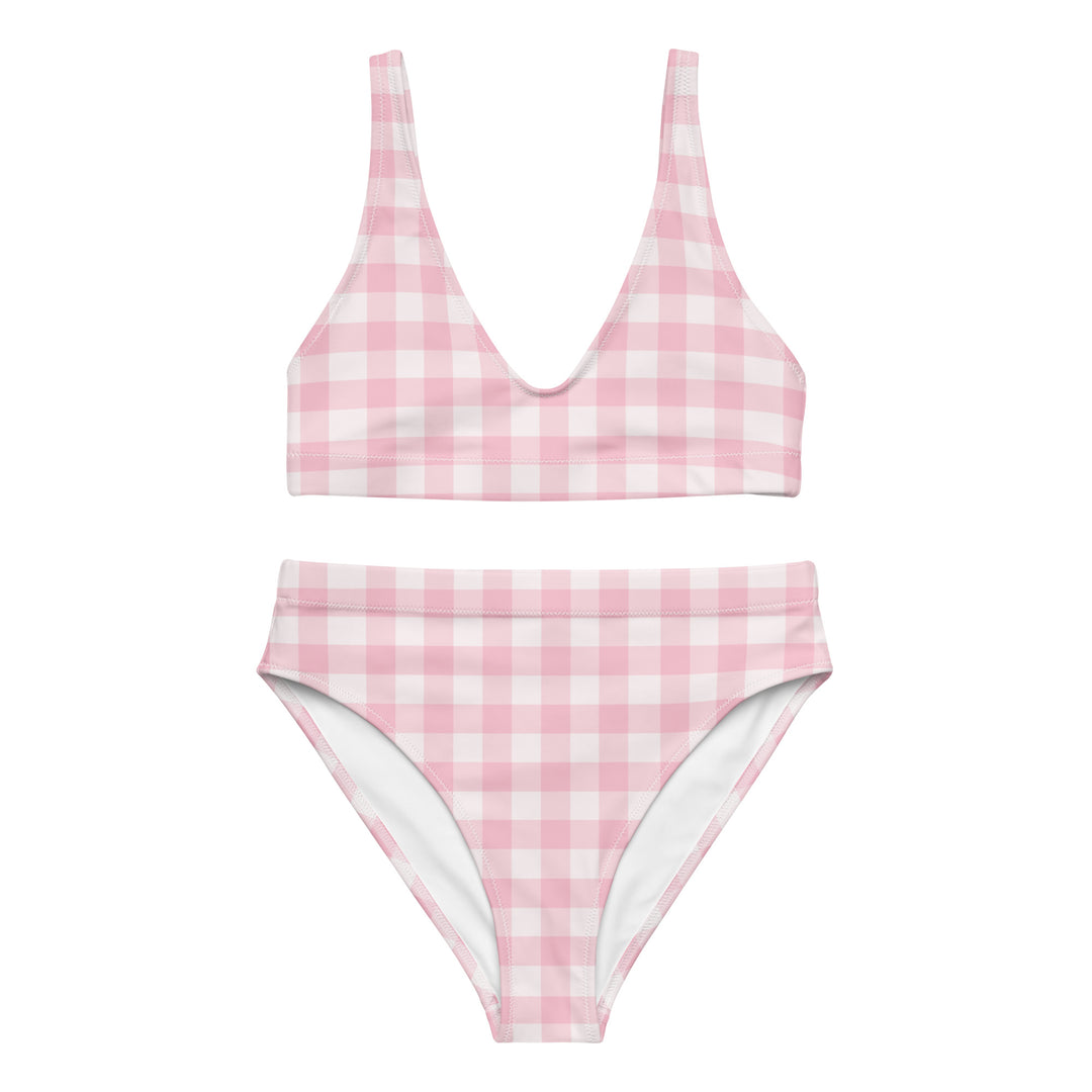 Pink Gingham High Waisted Bikini
