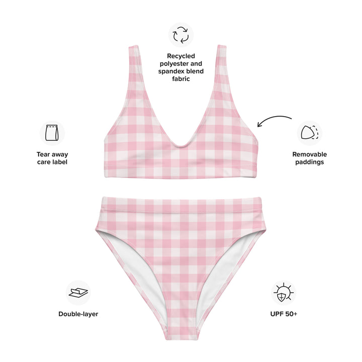 Pink Gingham High Waisted Bikini