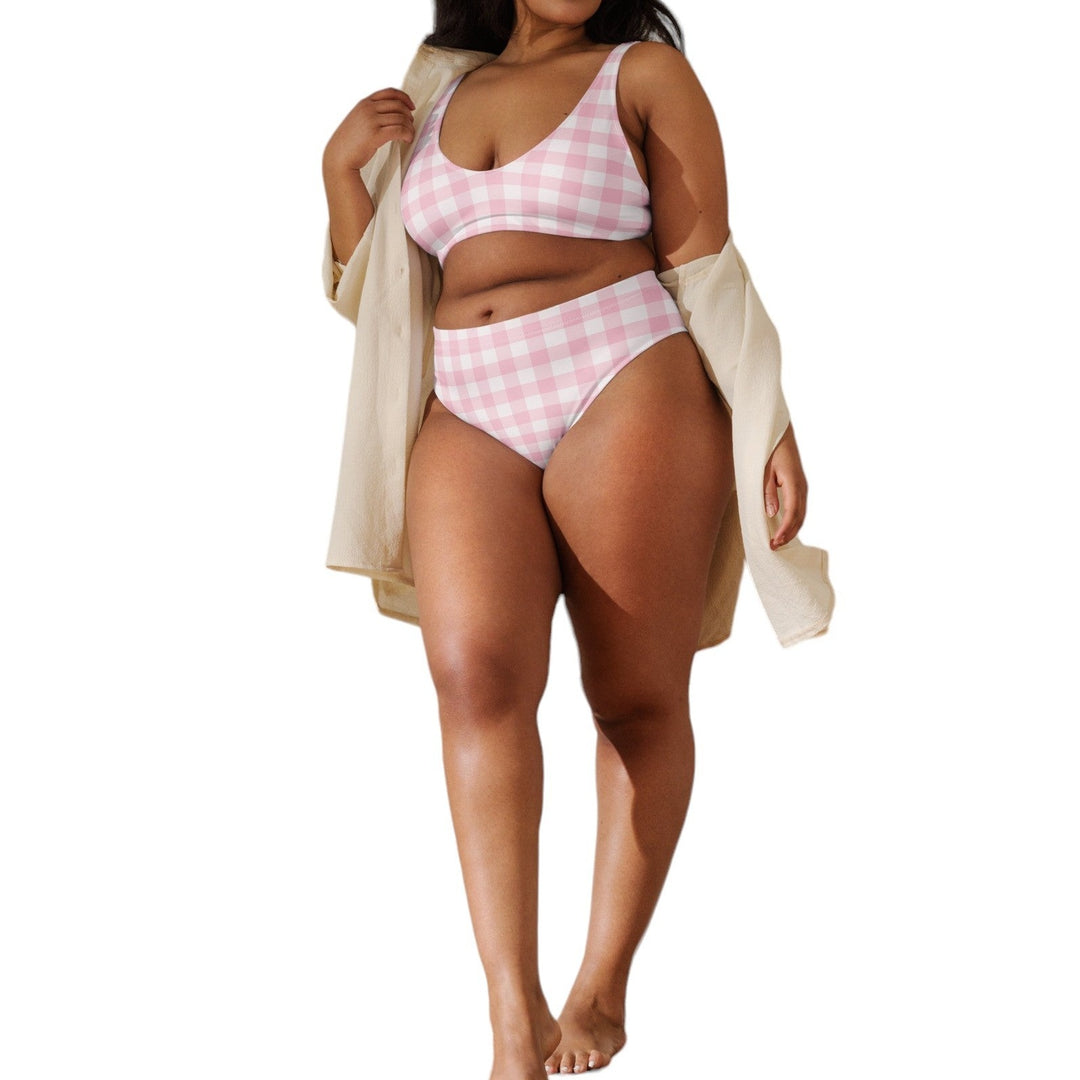 Plus Size Gingham High Waisted Bikini