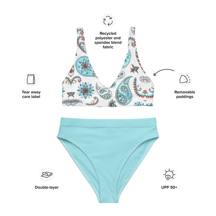 Blizzard Blue Paisley High Waisted Bikini