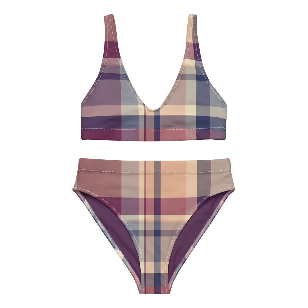 Lavender Haze Plaid High Waisted Bikini