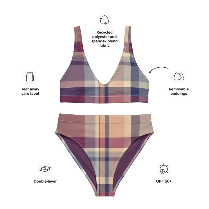 Lavender Haze Plaid High Waisted Bikini