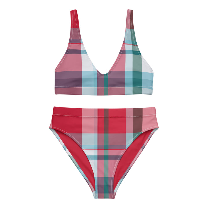 Cherry Plaid High Waisted Bikini