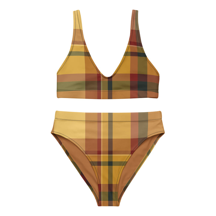 Sunset Plaid High Waisted Bikini