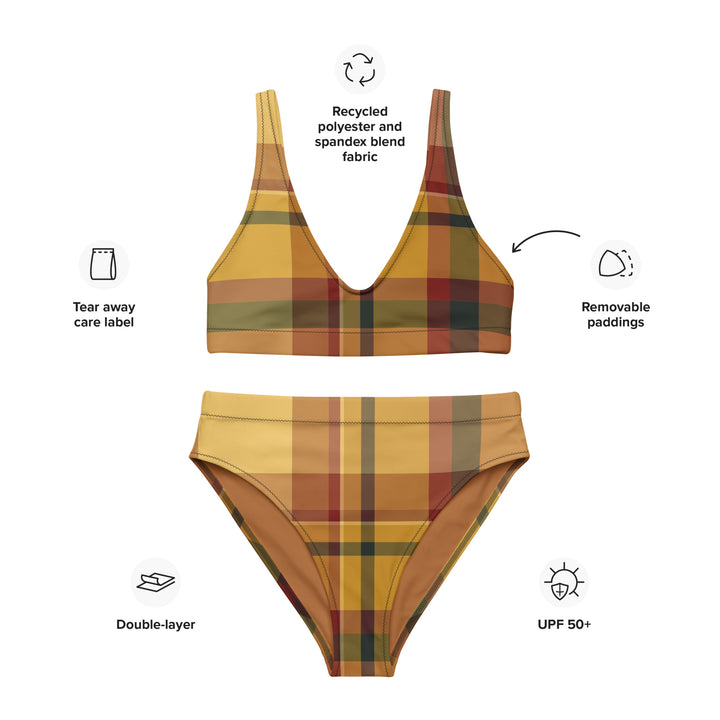 Sunset Plaid High Waisted Bikini