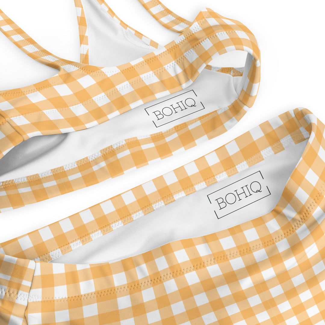 Yellow Gingham High Waisted Bikini
