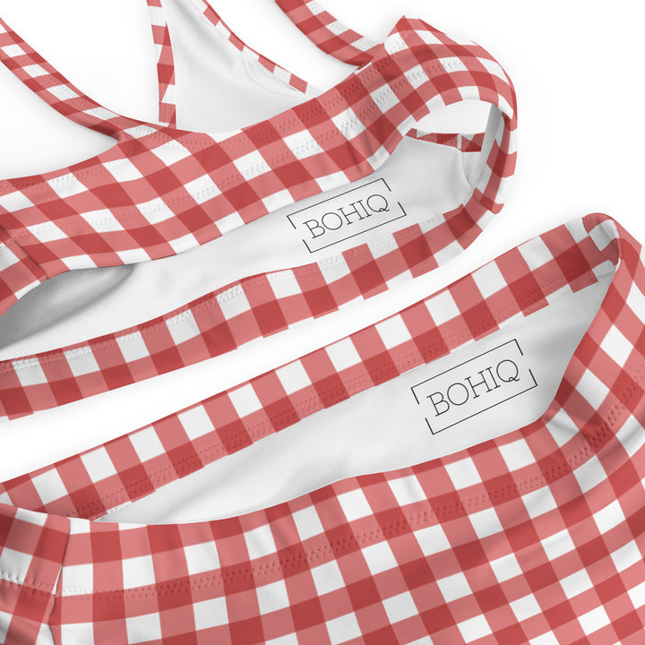 Red Gingham High Waisted Bikini