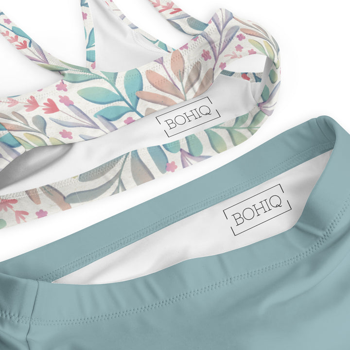 Leaves & Flowers Top High Waisted Bikini Set