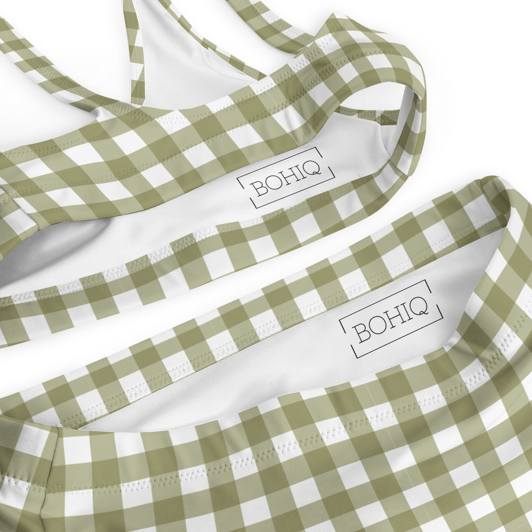 Green Gingham High Waisted Bikini