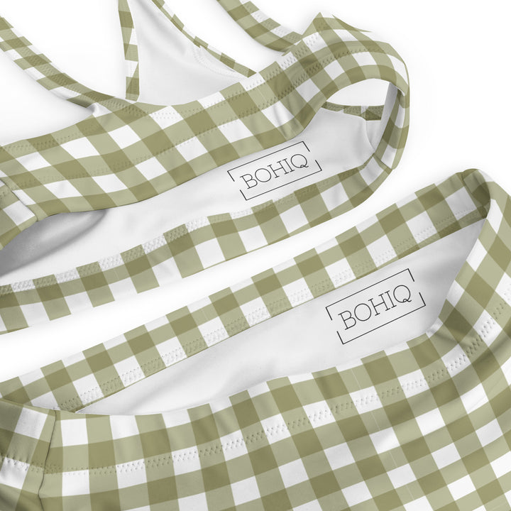 Green Gingham High Waisted Bikini