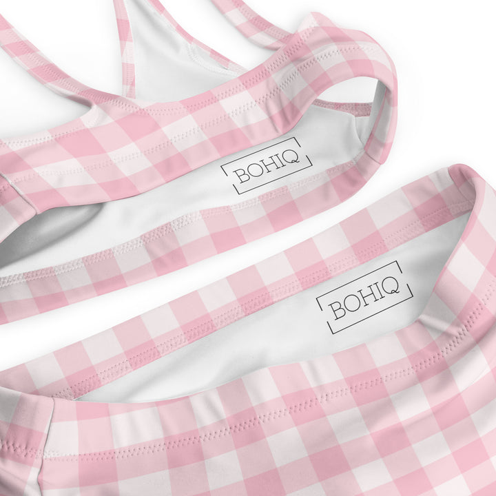 Pink Gingham High Waisted Bikini