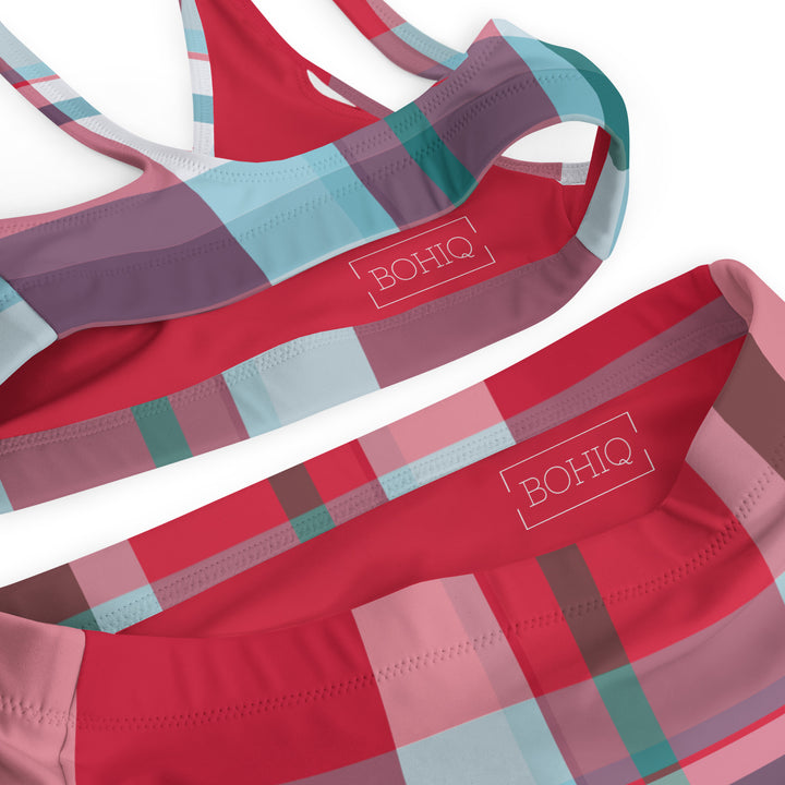 Cherry Plaid High Waisted Bikini