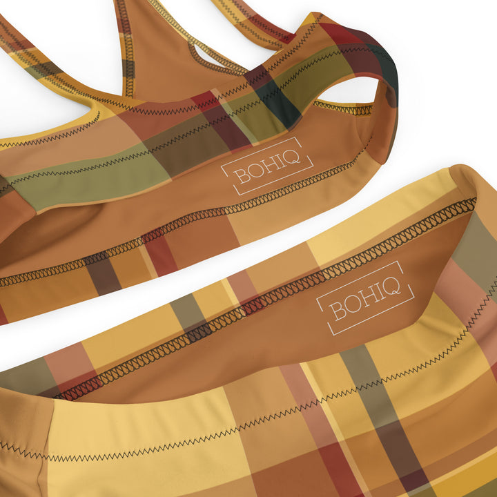 BOHIQ Sunset Plaid High Waisted Bikini