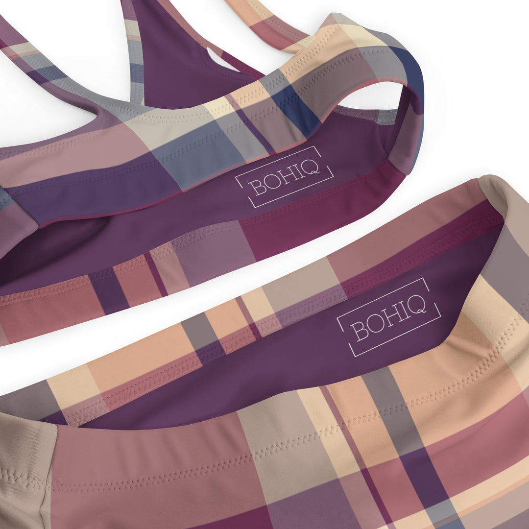 Lavender Haze Plaid High Waisted Bikini