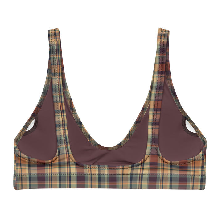 Earthy Plaid Bralette Bikini Top