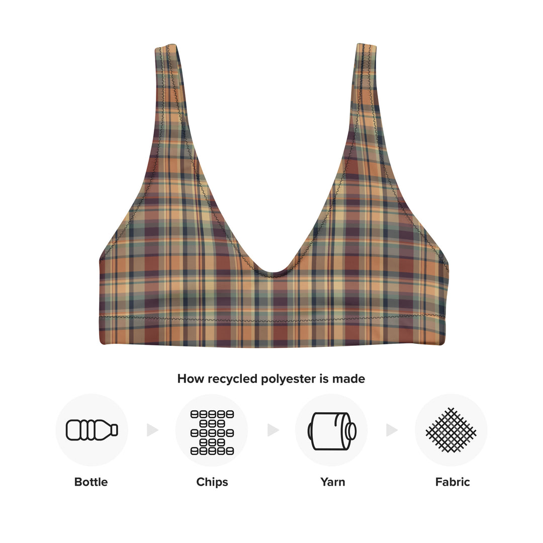 Earthy Plaid Bralette Bikini Top
