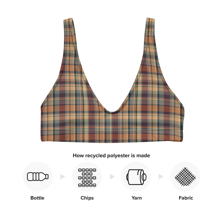 Earthy Plaid Bralette Bikini Top