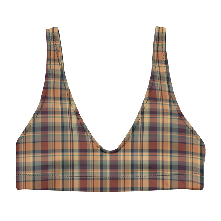 Earthy Plaid Bralette Bikini Top