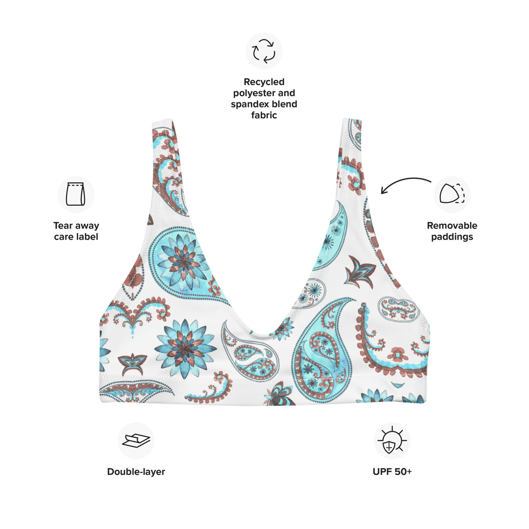 Blizzard Blue Paisley Bralette Bikini Top