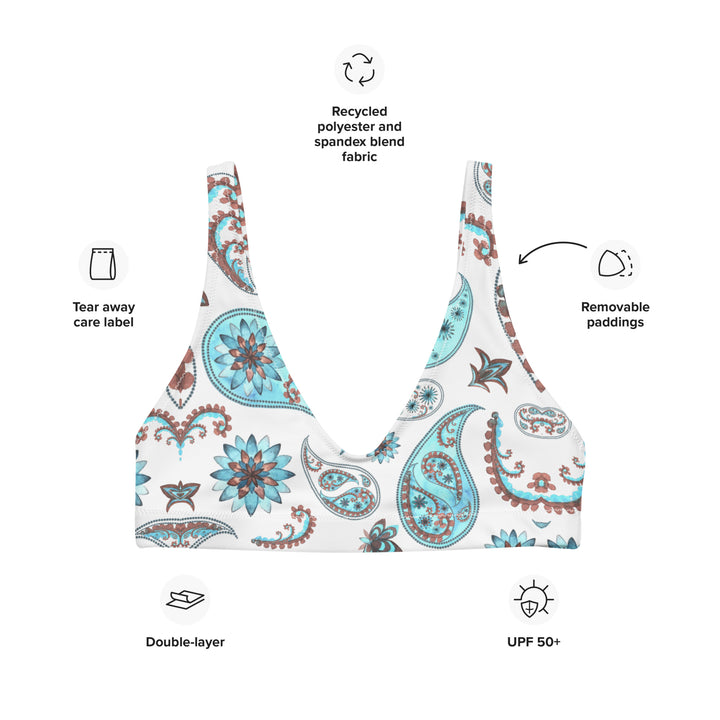 Blizzard Blue Paisley Bralette Bikini Top