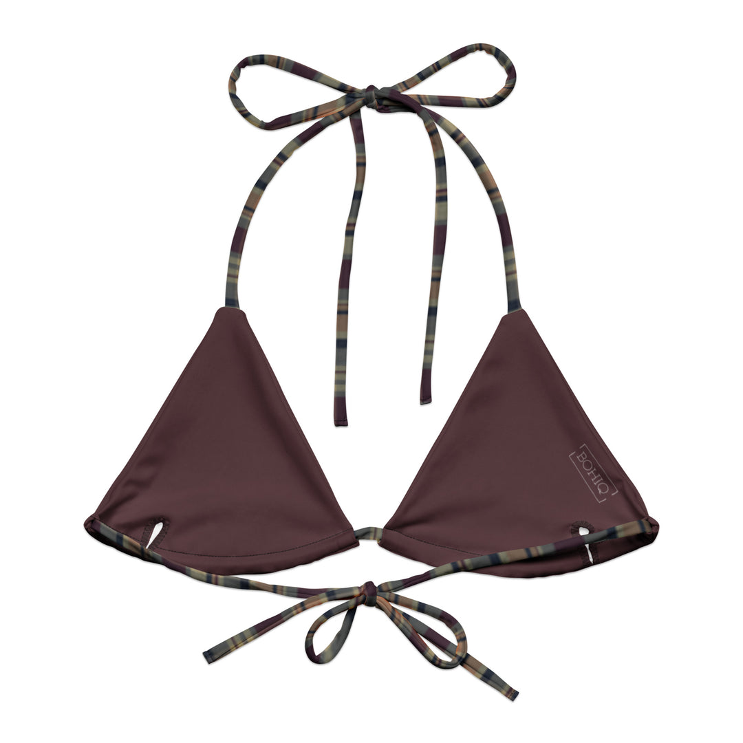 Earthy Plaid Bikini Top