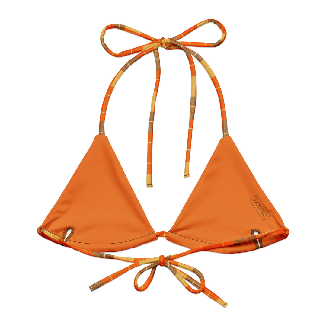 Pumpkin Spice Plaid String Bikini Top