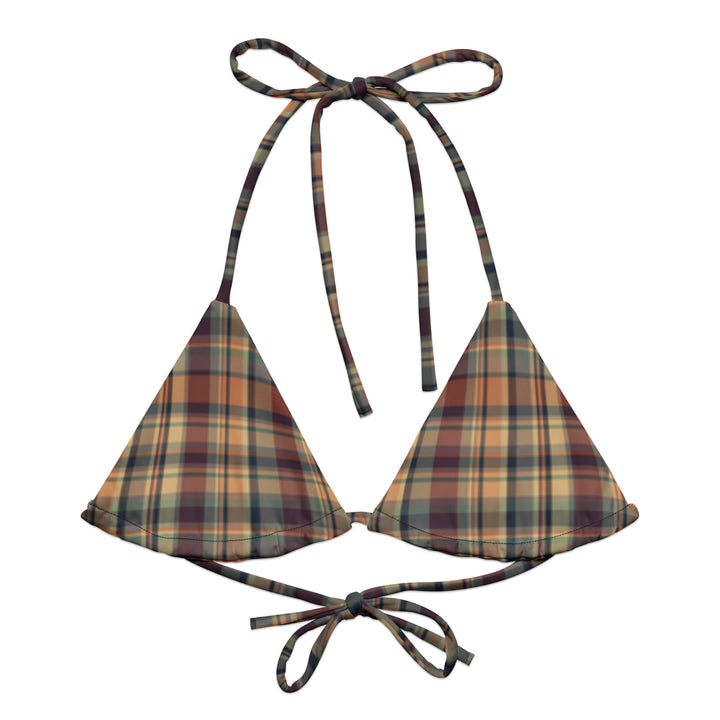 Earthy Plaid String Bikini Top