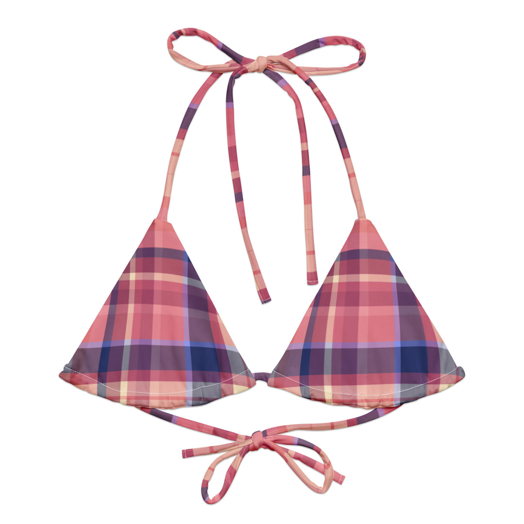 lilac dream plaid string bikini top