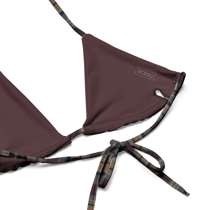 Earthy Plaid Bikini Top