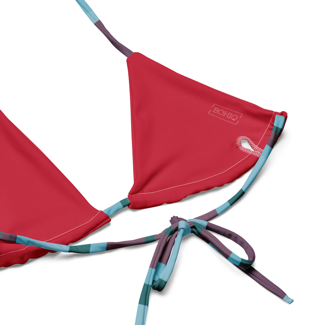 Cherry Plaid String Bikini Top