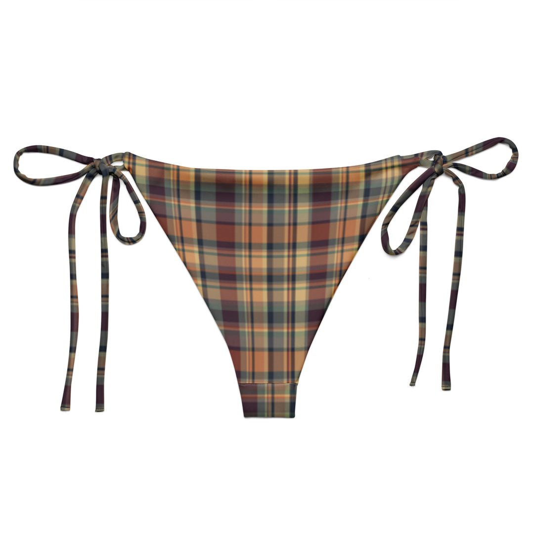 Earthy Plaid String Bikini Bottom
