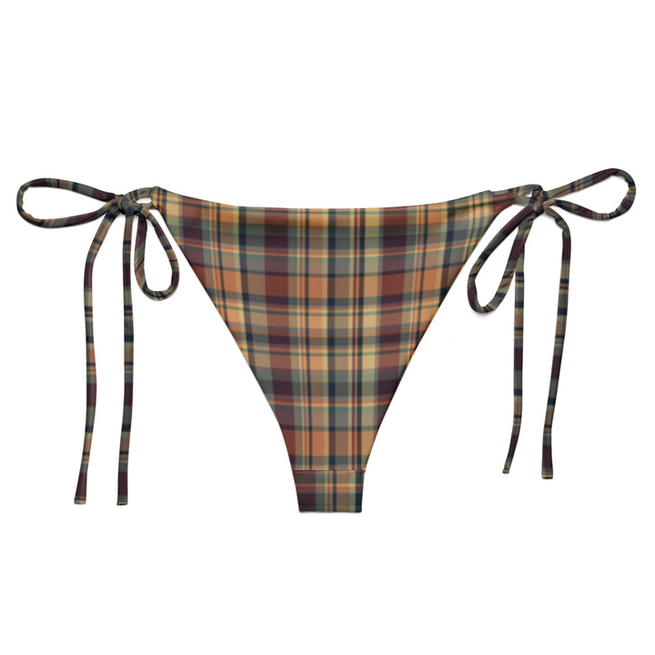 Earthy Plaid String Bikini Bottom