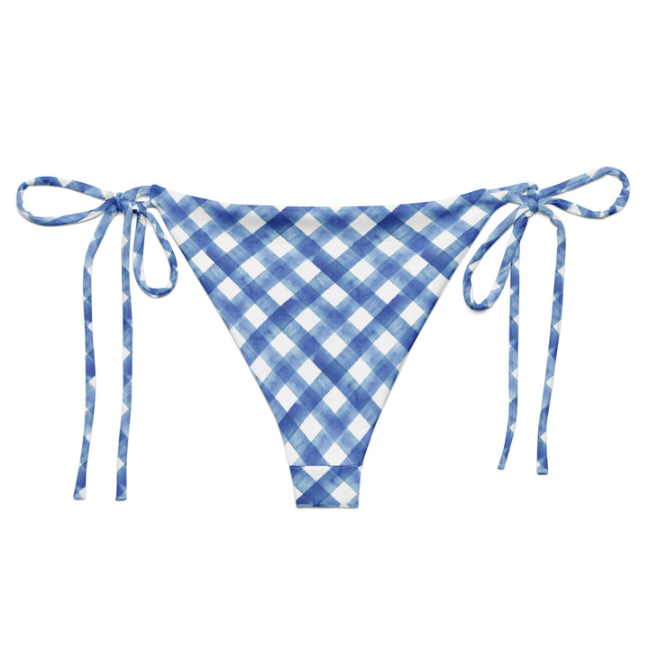 Blue Gingham String Bikini Bottom