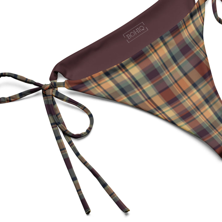 Earthy Plaid String Bikini Bottom