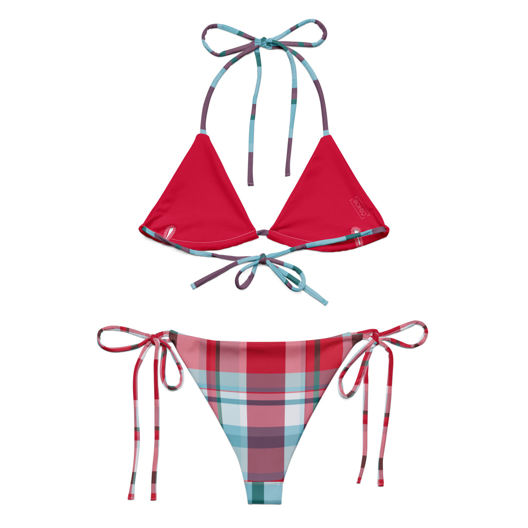 Cherry Blossom Plaid Bikini Set