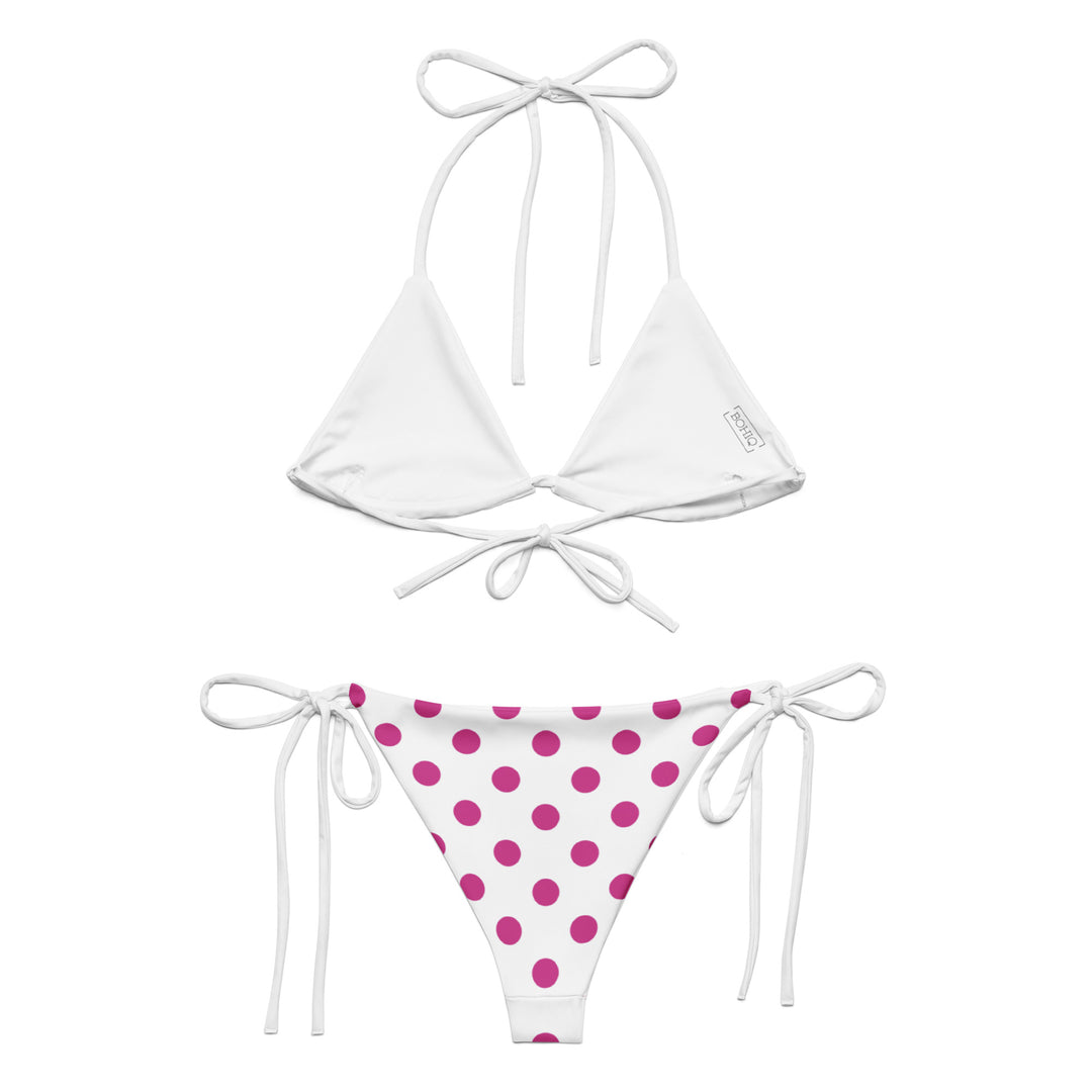 White Polka Dot Bikini Set – Triangle Top & Tie Side Bottom