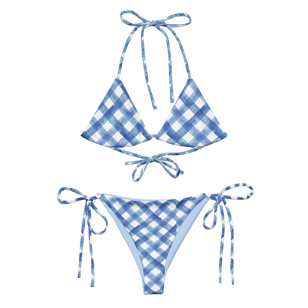 Blue Gingham String Bikini