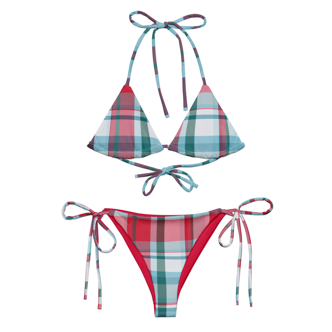 Cherry Blossom Plaid String Bikini Set