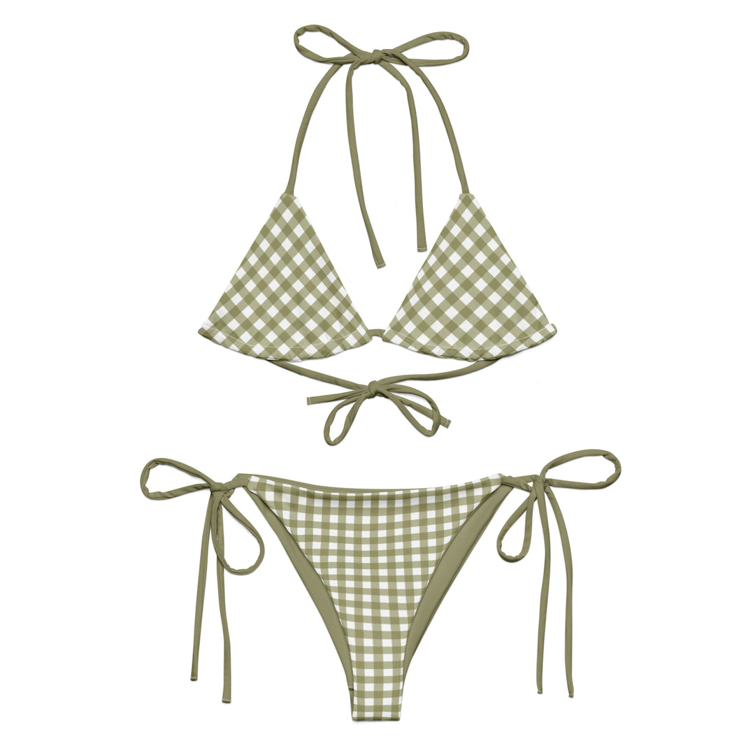Green Gingham String Bikini by BOHIQ