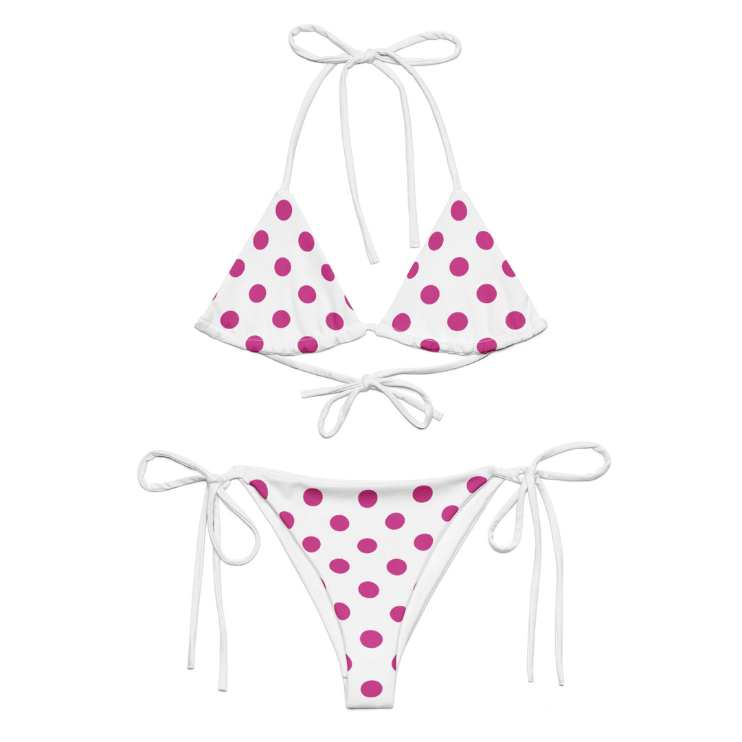 White Polka Dot Bikini Set – Triangle Top & Tie Side Bottom